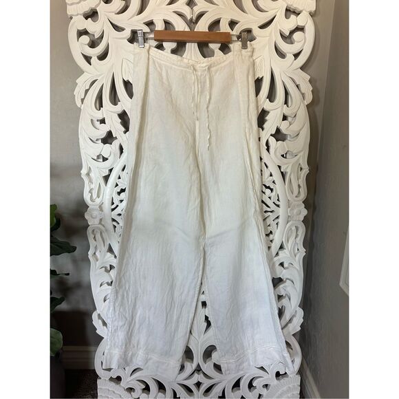 Wide Leg Linen Drawstring Pant - Picture 1 of 8